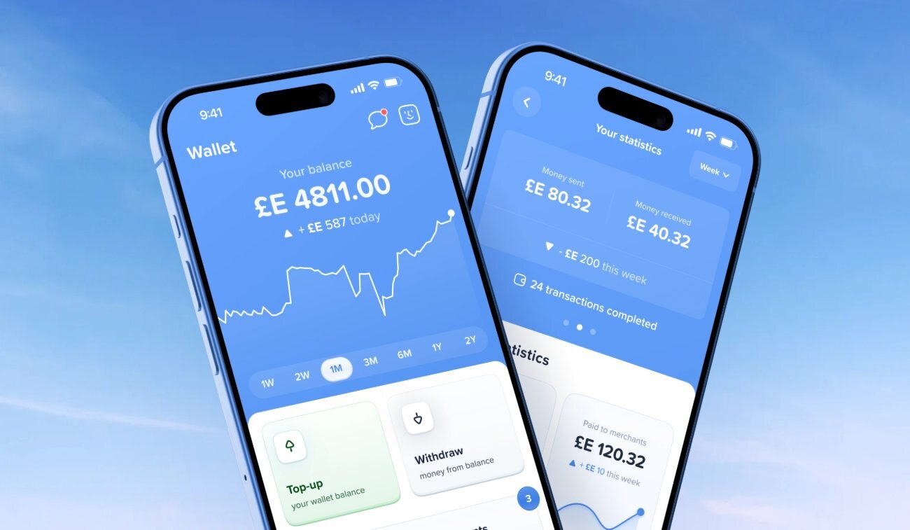 Wallet app balance and statistics screens